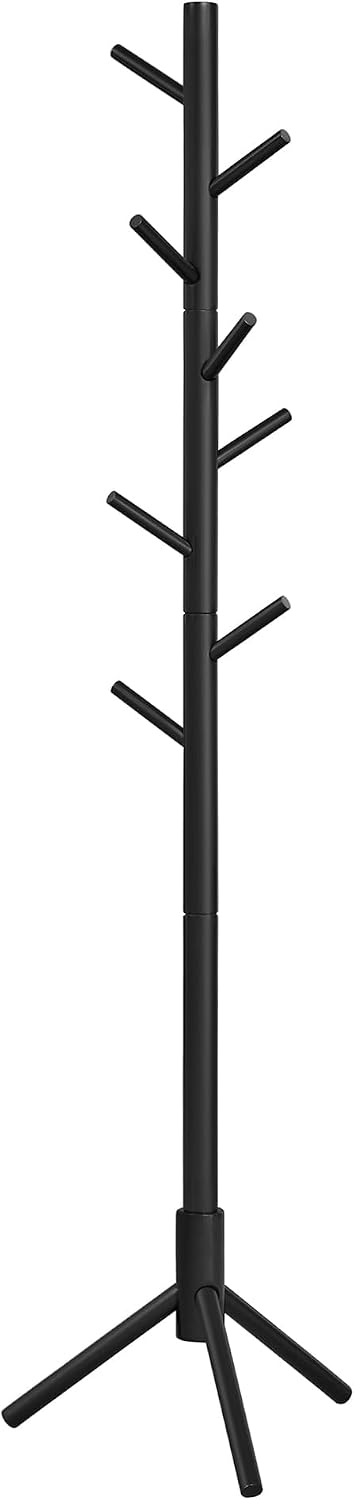 Detalle 1 de VASAGLE RCR04WT Wooden Coat Rack, White, 8 Hooks and 3 Adjustable Heights