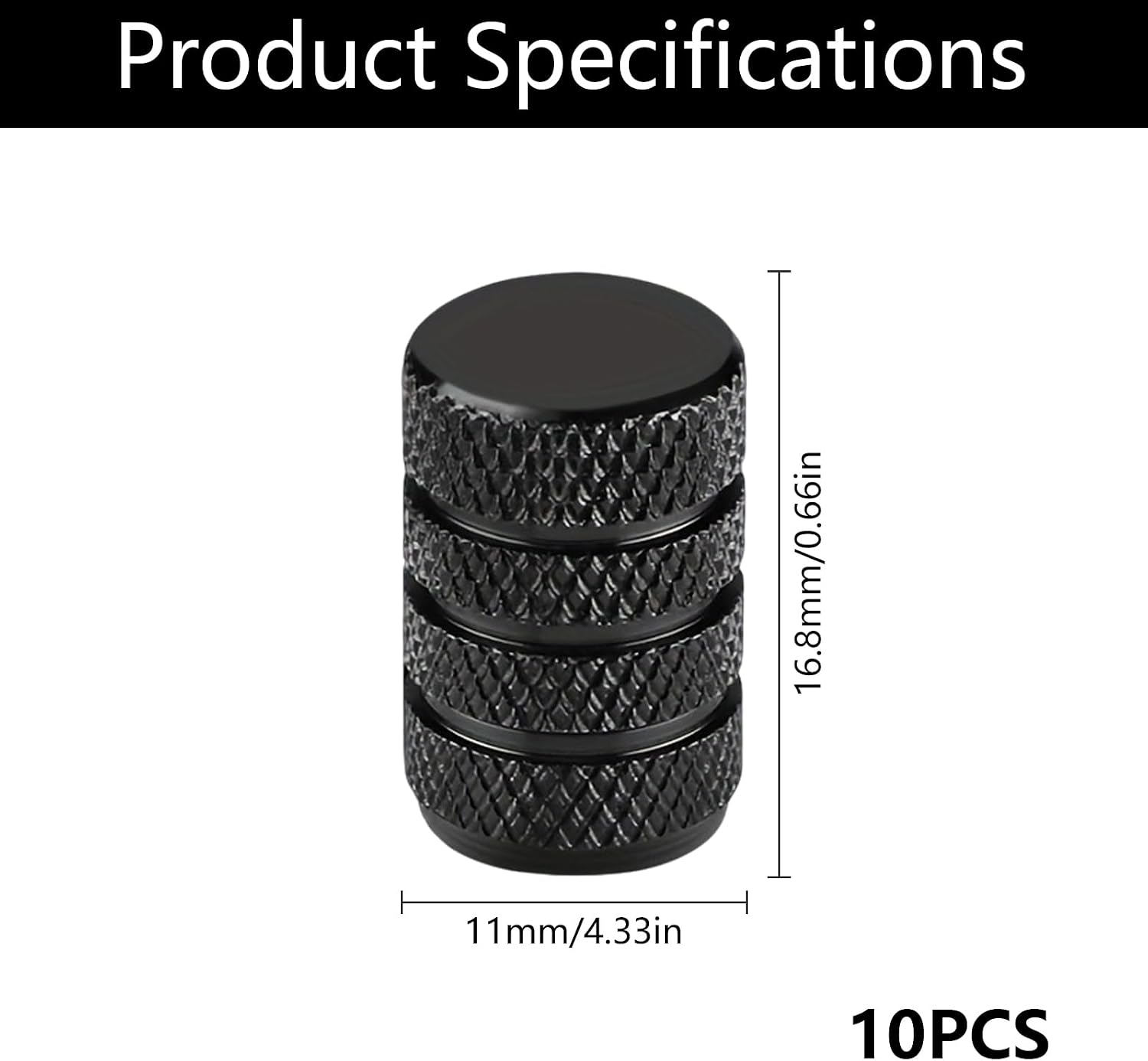 Detalle de 10 Pcs Universal Aluminium Tyre Valve Caps with Easy-Grip Knurled Design