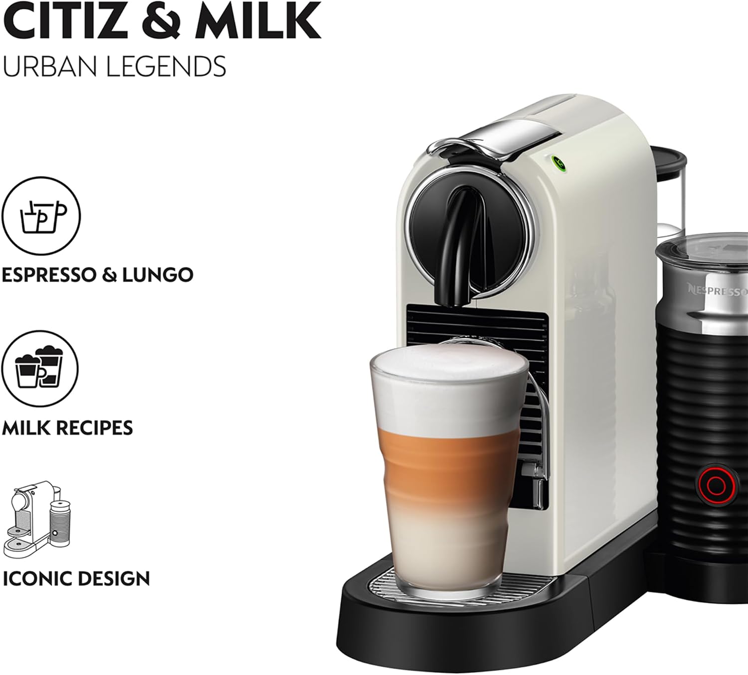 Thumbnail 6 de Nespresso Citiz Coffee Machine with Aeroccino Milk Frother by De'Longhi (EN267.WAE) – White