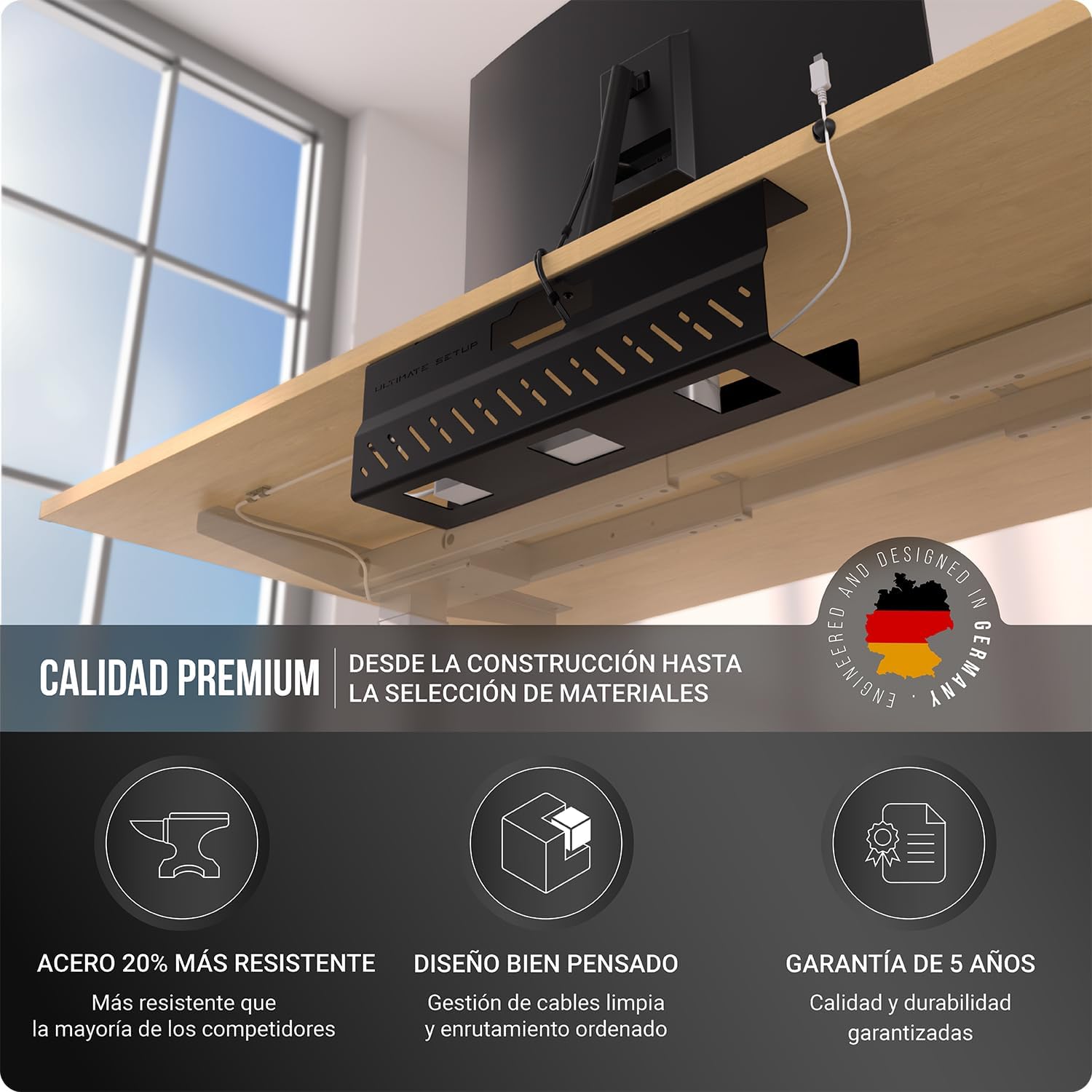 Thumbnail 5 de Premium Organizador Cables Escritorio (Negro)