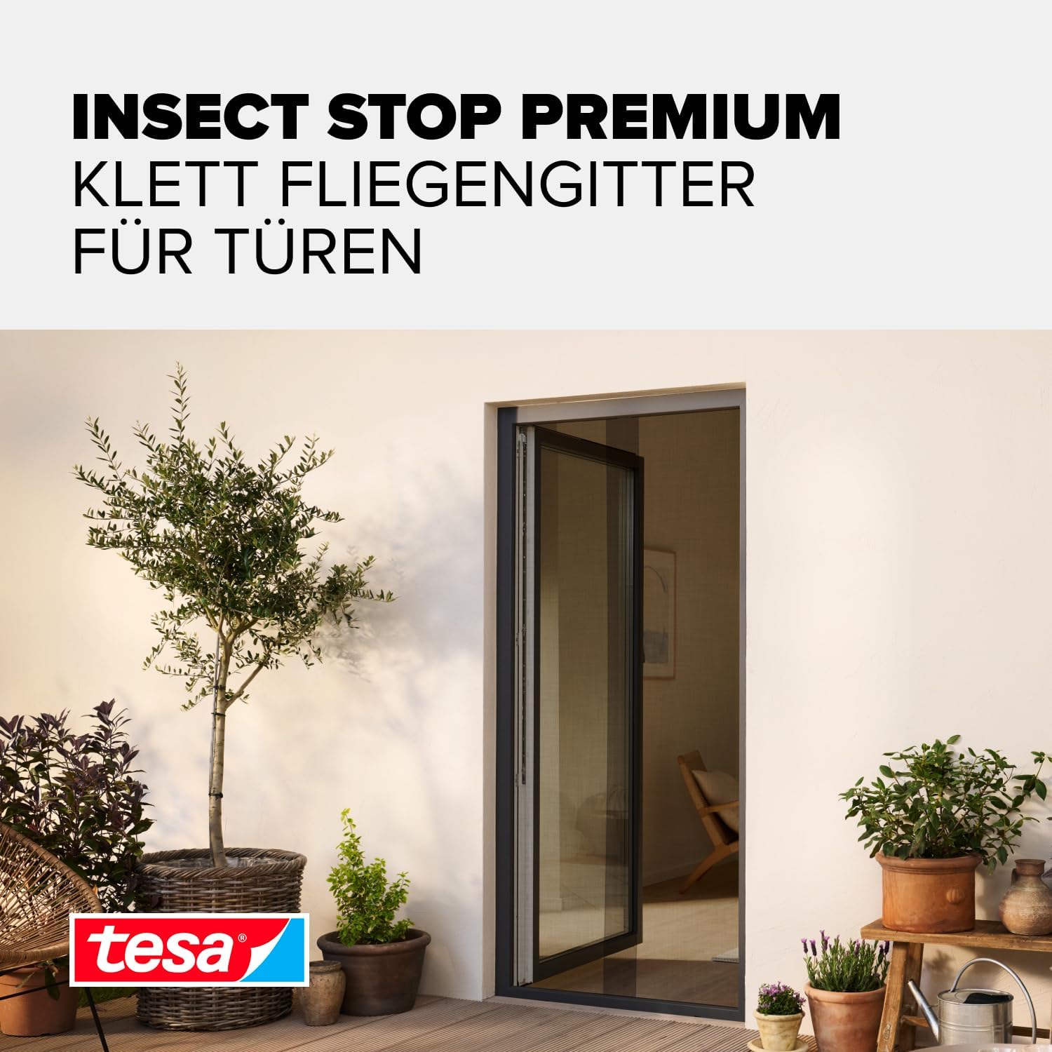 Thumbnail 2 de tesa INSECT STOP Klett Fliegengitter Premium für Türen – 2-tlg, 120 cm x 220 cm, Anthrazit