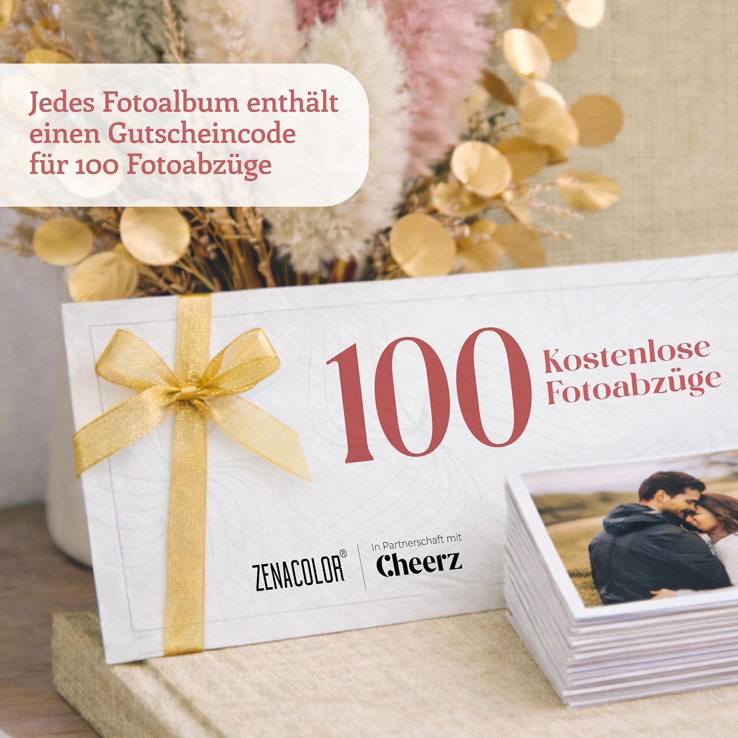Thumbnail 6 de Zenacolor Fotobuch zum Selbstgestalten (30×22 cm) Beige – 50 weiße Seiten für 150 Fotos, echtes Leinen