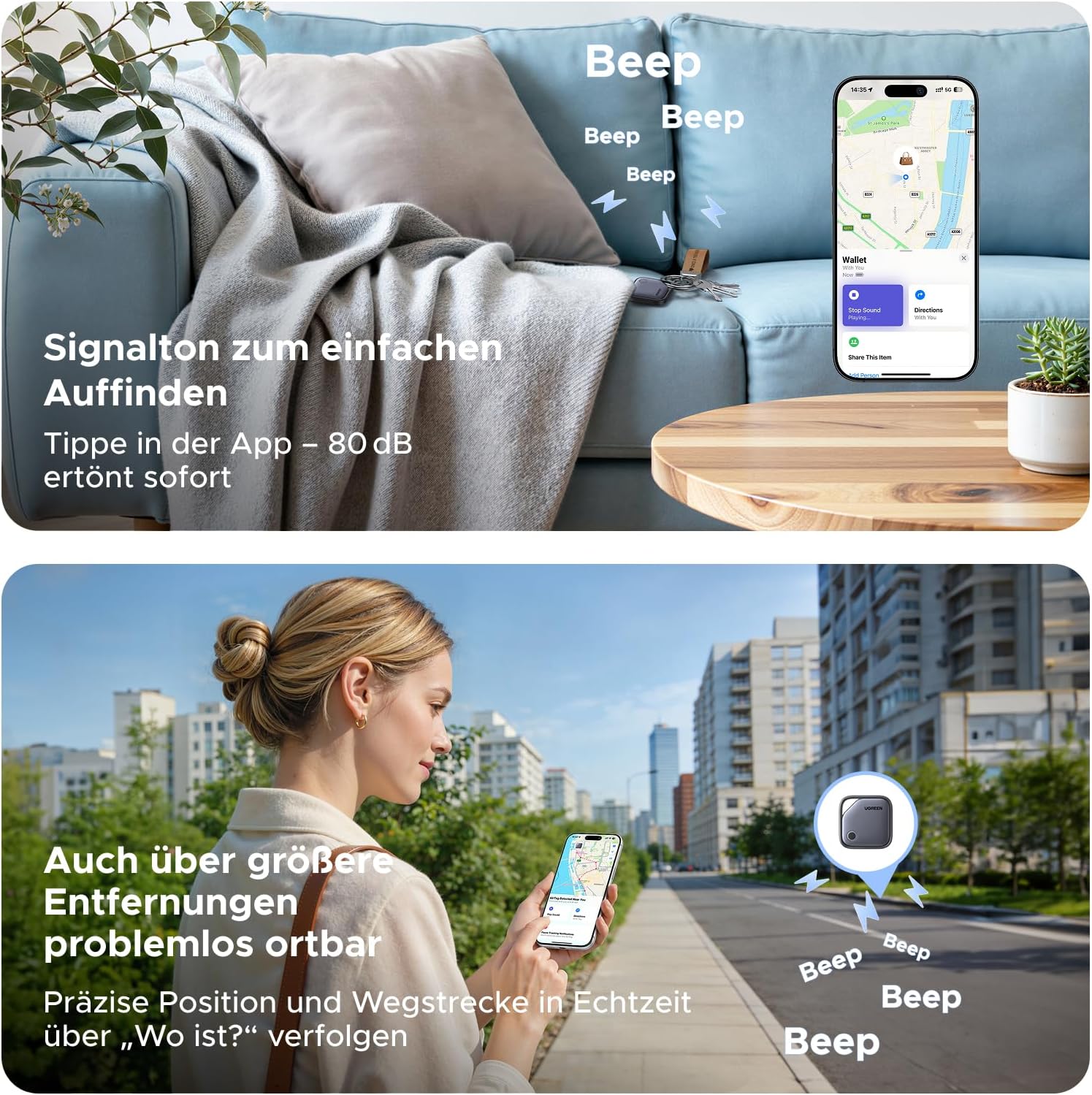 Detalle 2 de UGREEN FineTrack 4er Pack Bluetooth-Tracker für Schlüssel