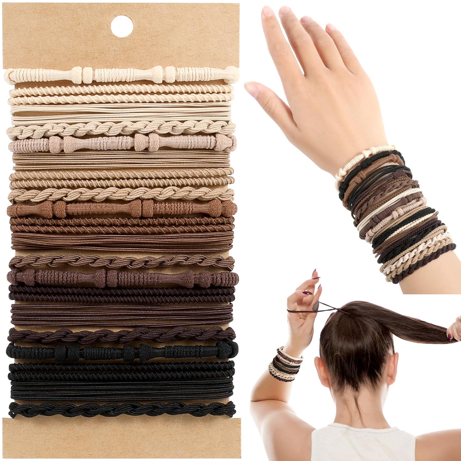 Detalle de OHCISP Cute Hair Ties, 20-Piece Boho Bracelet-Style Hair Accessories