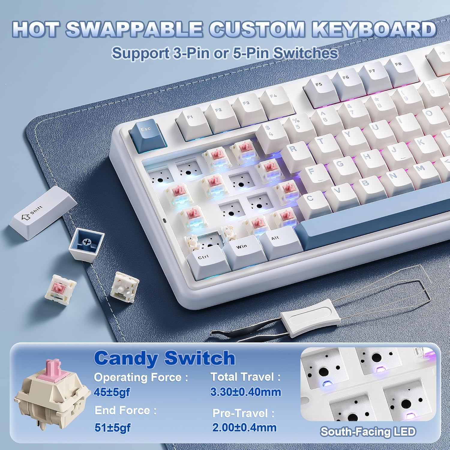 Thumbnail 5 de YUNZII B98 Pro QMK/VIA Wireless Mechanical Gaming Keyboard (96% layout, hot-swap, BT/2.4G/USB-C, cat knob)