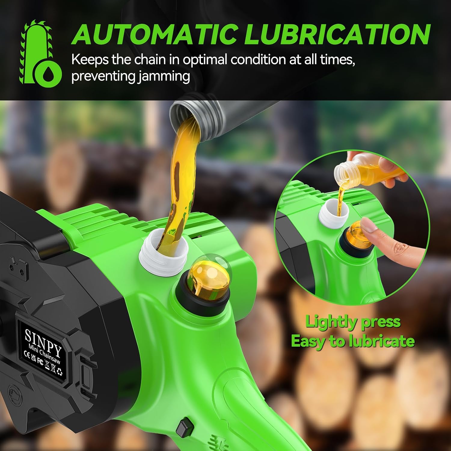 Thumbnail 5 de SINPY 8 Inch Mini Chainsaw Cordless with 2x5000mAh power for pruning