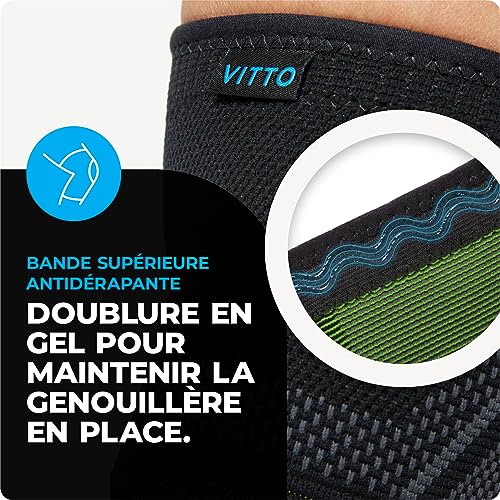 Detalle 2 de VITTO Genouillère Ligamentaire – Genouillere sport M pour arthrose, déchirure ménisque et activités intenses