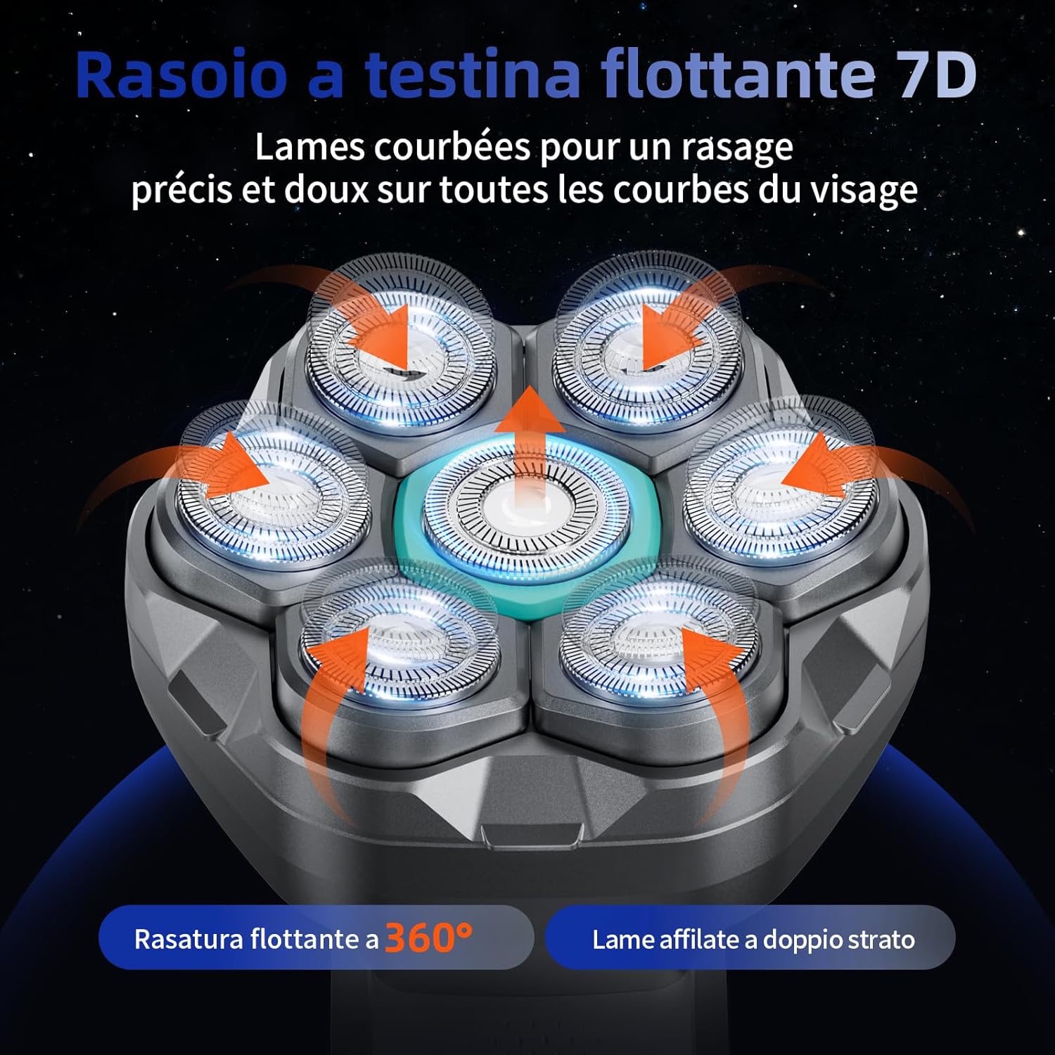 Detalle de kensen 7D Rasoio Testa Calva Uomo 100 min autonomia