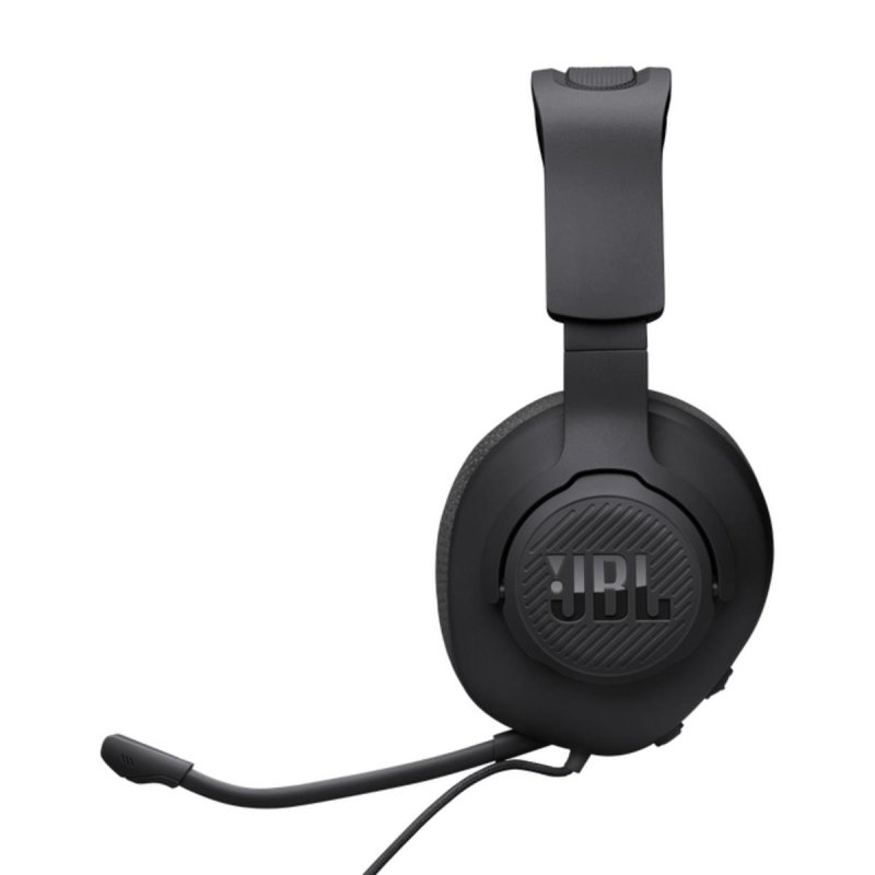 Detalle de Auriculares JBL Quantum 100M2: sonido envolvente, micrófono desmontable y cableado versátil