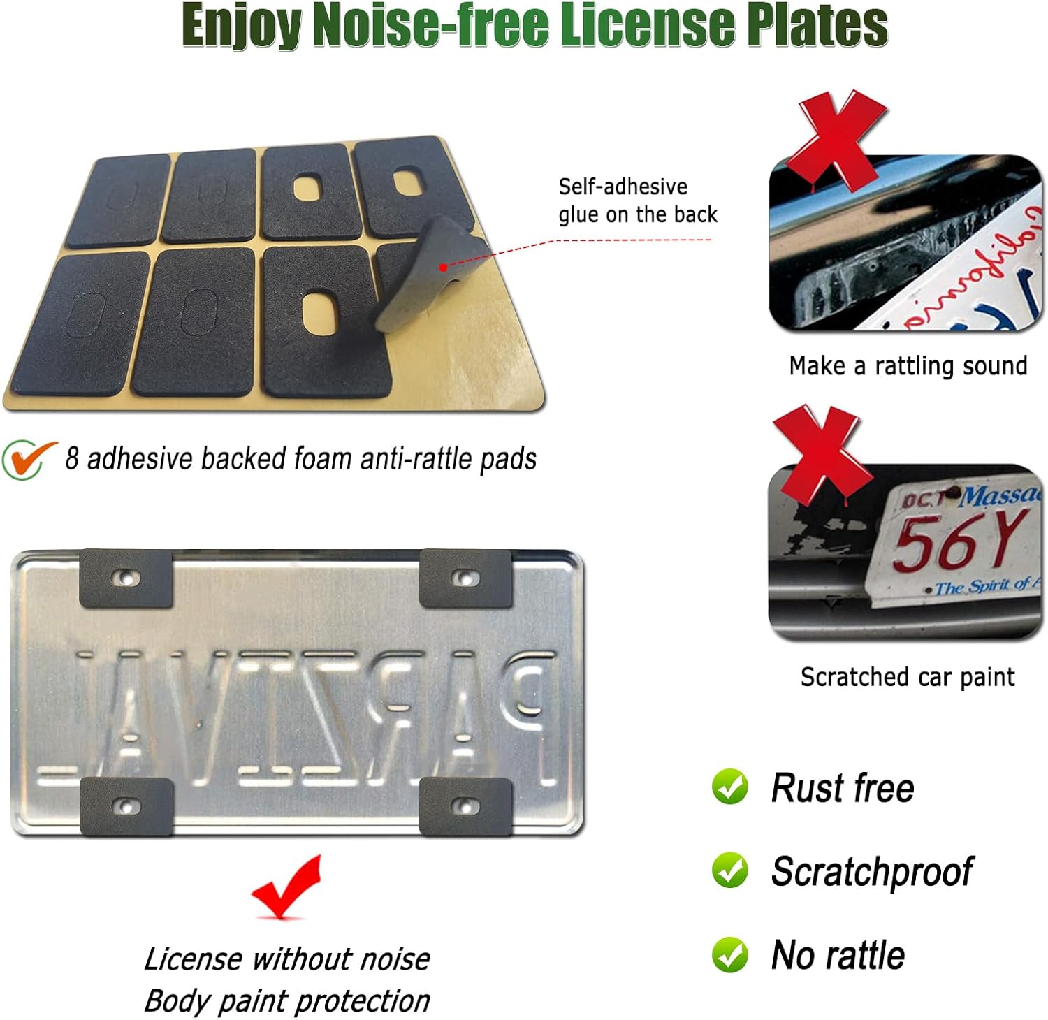 Thumbnail 4 de FBJTDQ Carbon Fiber License Plate Frames, 2 Pack – Black ABS Front & Rear Set with Hardware & Stickers