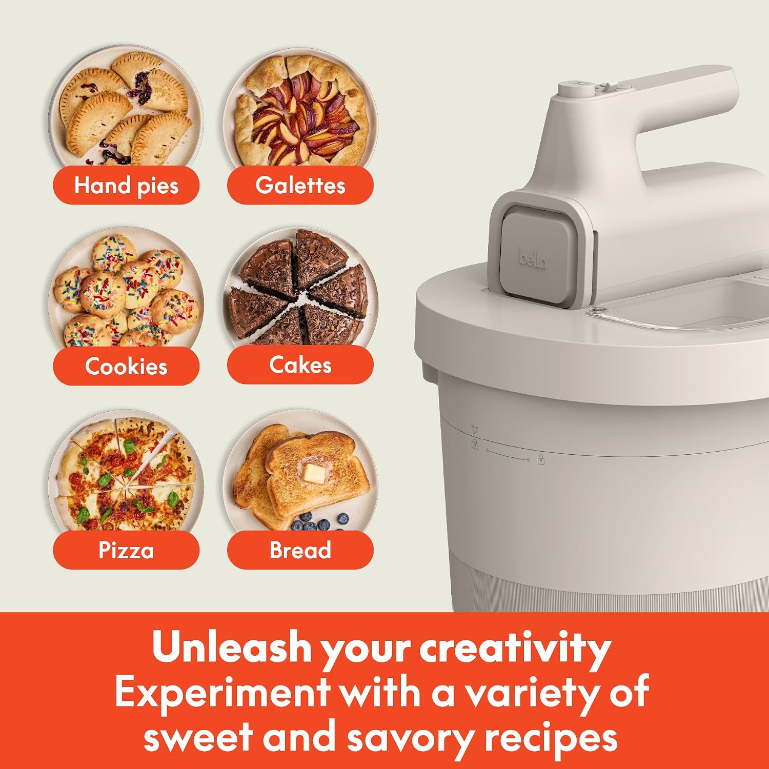 Detalle 2 de BELLA 3.5 Qt Hand & Stand Mixer (2-in-1) with Dough Hook, Whisk, Egg Beater