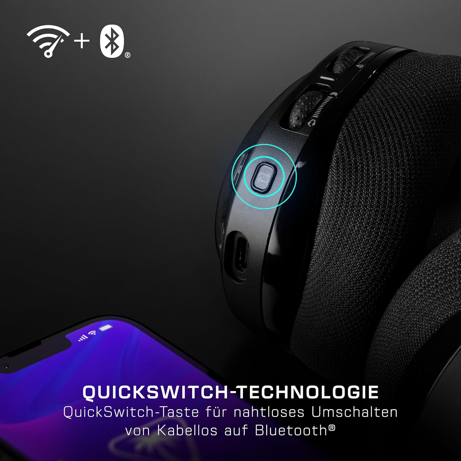 Thumbnail 2 de Turtle Beach Stealth 600 PC kabelloses Gaming-Headset mit Bluetooth, 80 Std. Akku und 50-mm-Treibern (PC/PS5/PS4) – Schwarz