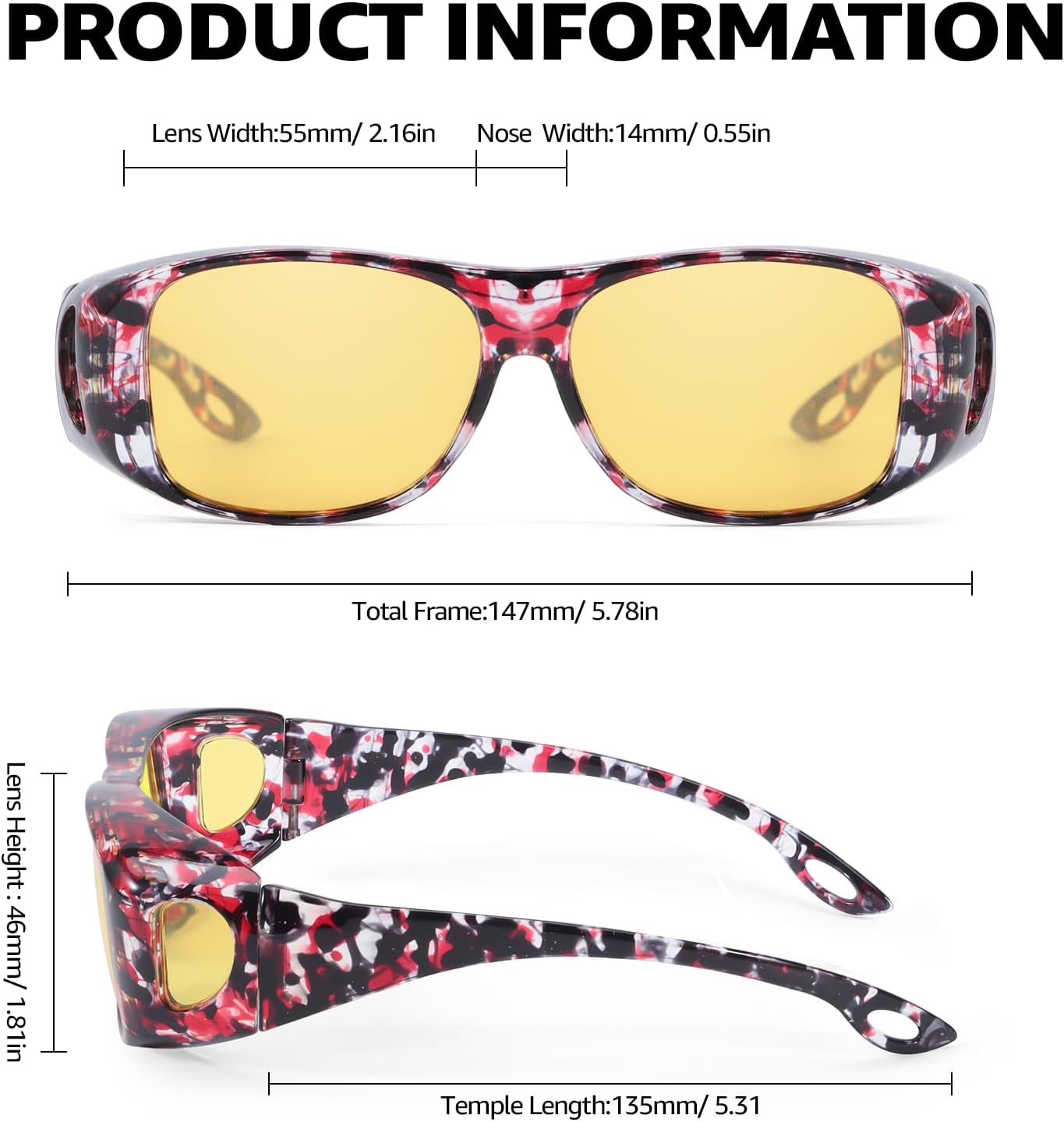 Thumbnail 5 de LVIOE Nachtfahrbrille mit polarisierten Gläsern – leichter rechteckiger Rahmen gegen Blendung im Dunkeln