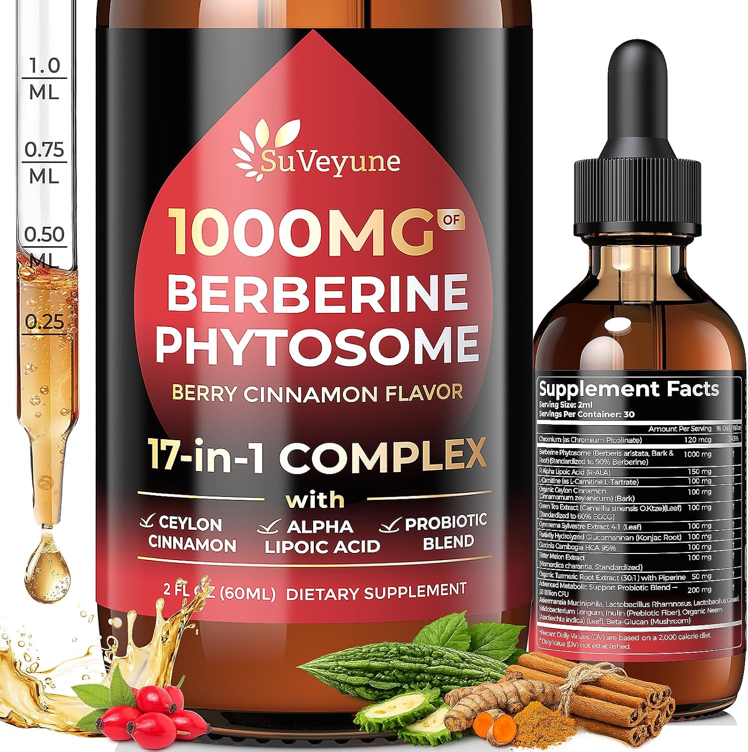 Detalle de Berberine Liquid Supplement 1000 mg