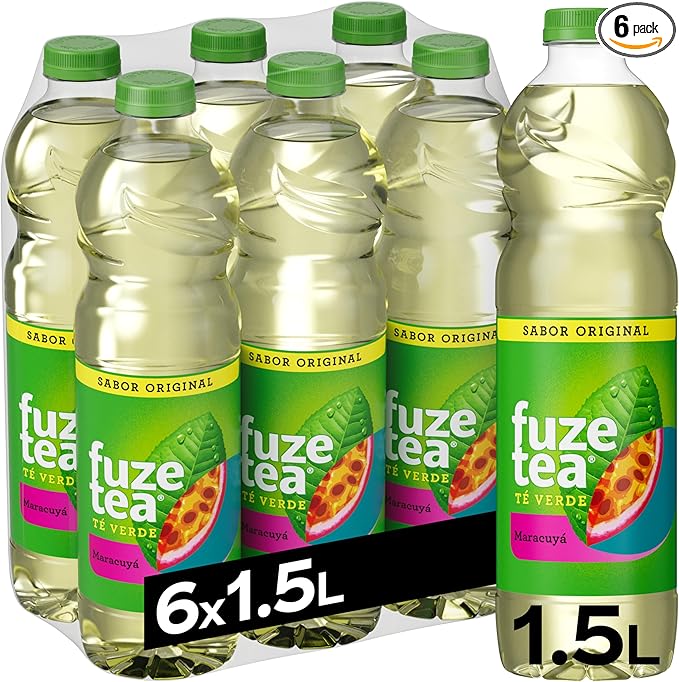 Detalle de Fuze Tea Té Verde Maracuyá 🌿 Botellas 1.5L Pack 6