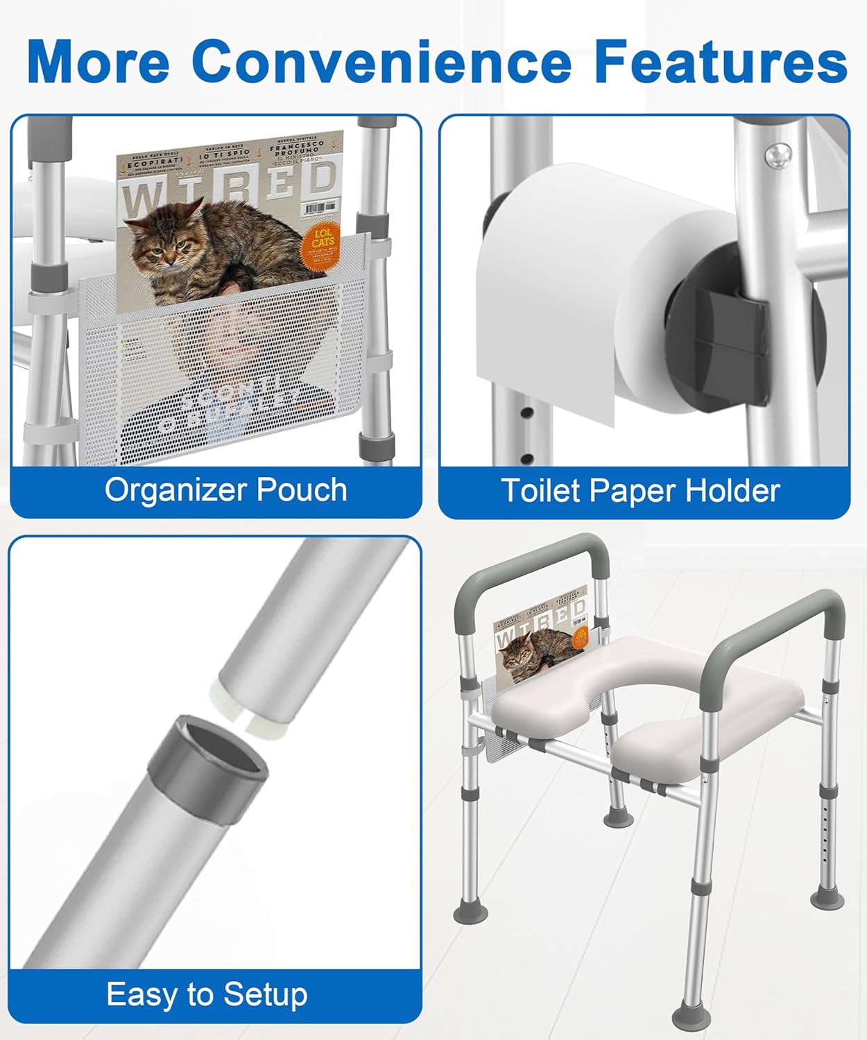 Thumbnail 5 de HOMLAND Raised Toilet Seat Adjustable 4‑Height 400 lb 🚽