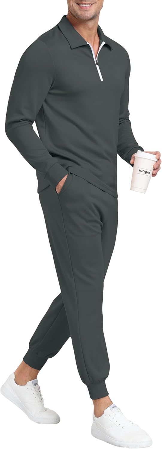Thumbnail 2 de MoFiz survêtement 2 pièces homme en rayonne polyester, zip 1/4 et pantalon de jogging