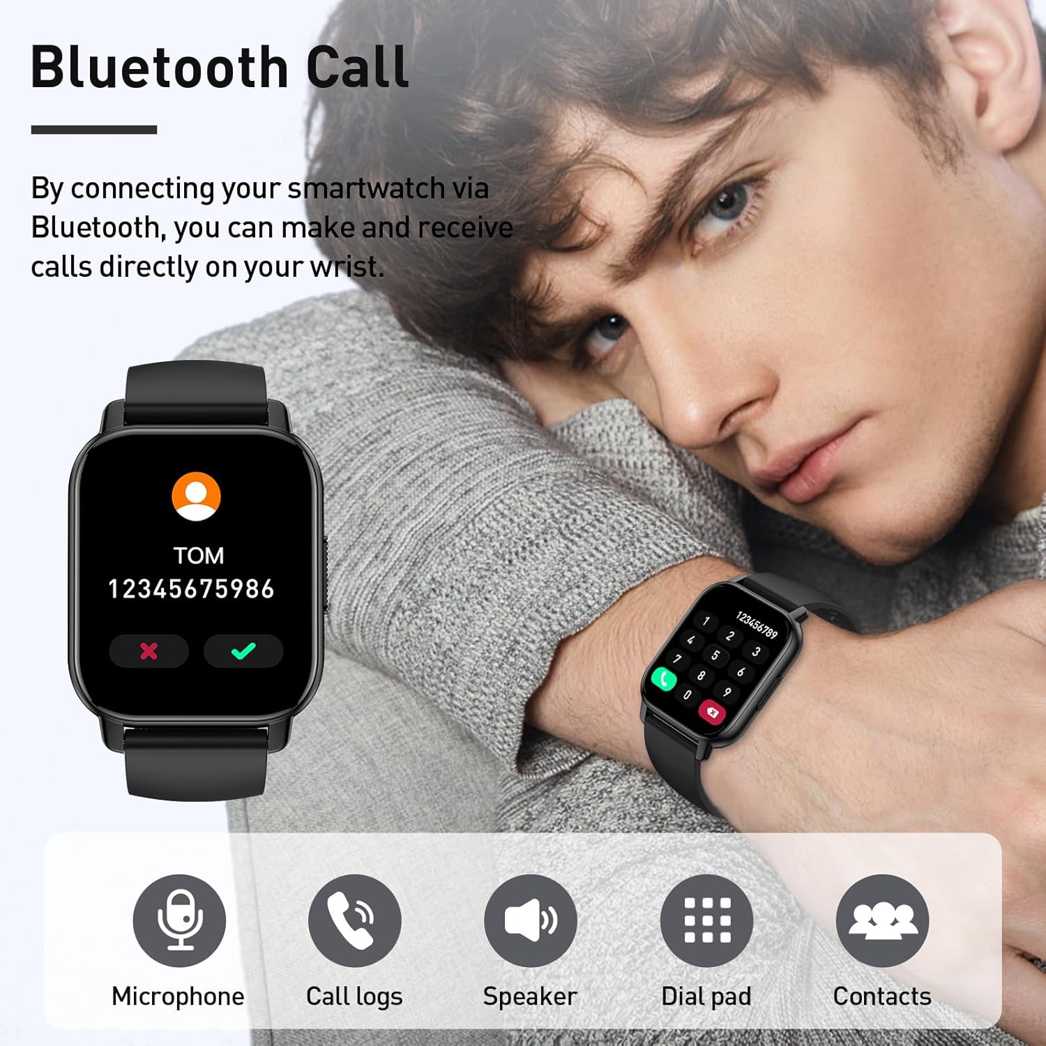 Detalle de Cillso Smart Watch for Men & Women (1.85" HD) with Bluetooth Calls, Heart Rate & Sleep Monitoring, IP68