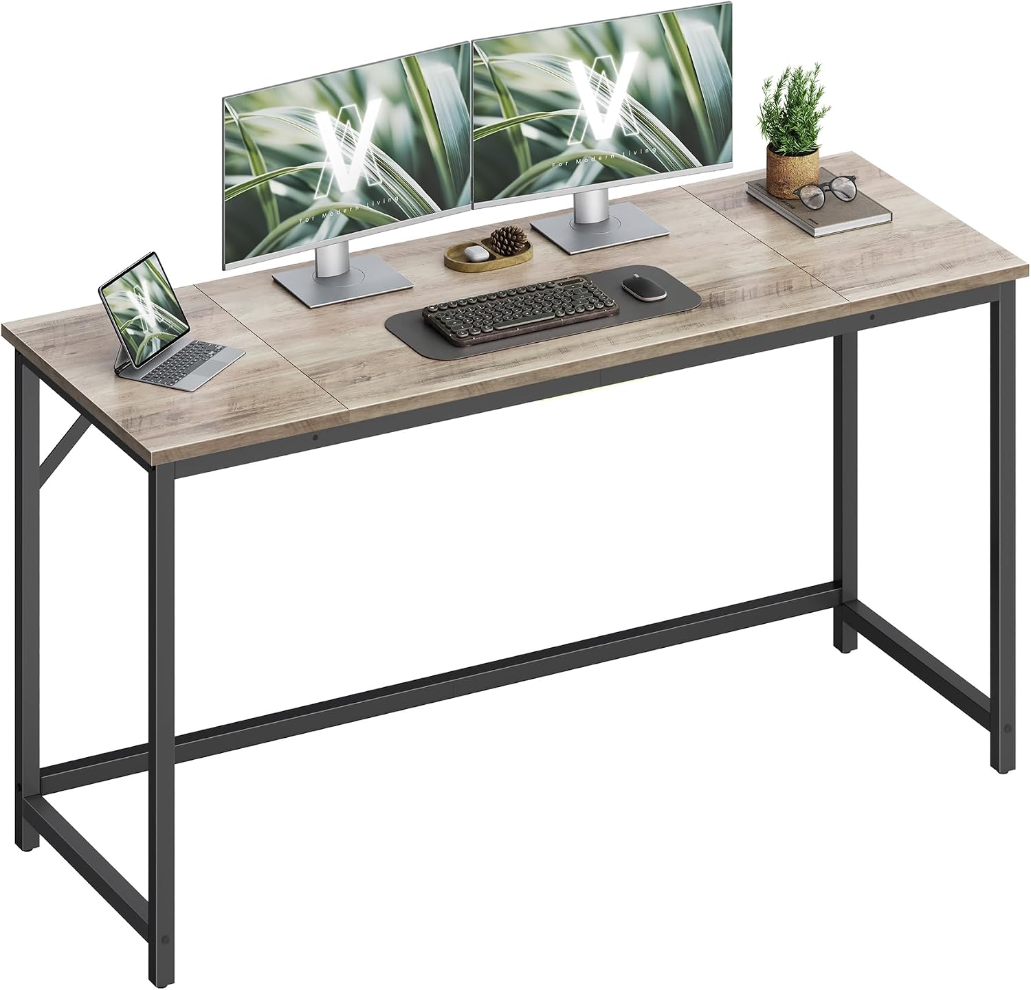 Detalle de VASAGLE LWD214L101 Computer Desk, 140 x 50 x 76 cm with Adjustable Feet