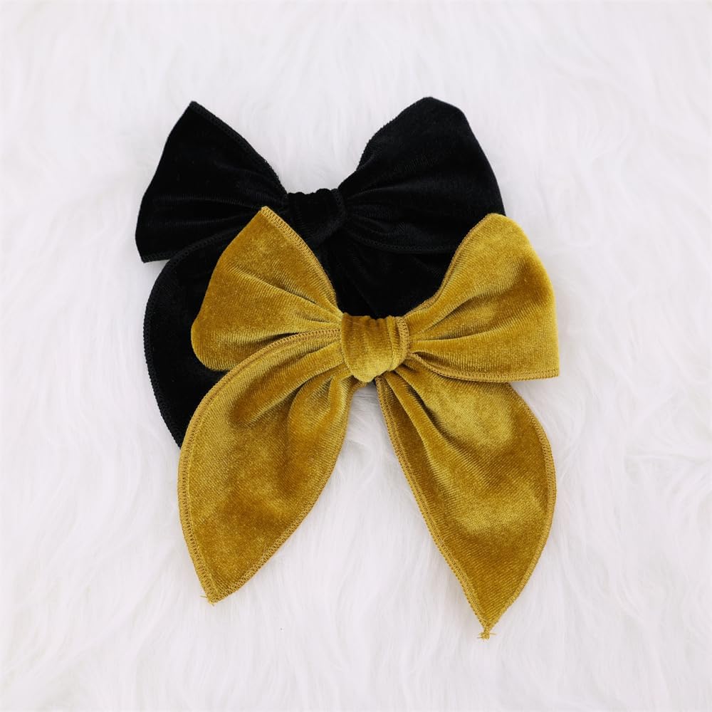 Detalle 1 de Velvet hair bow clips, 5-inch bows