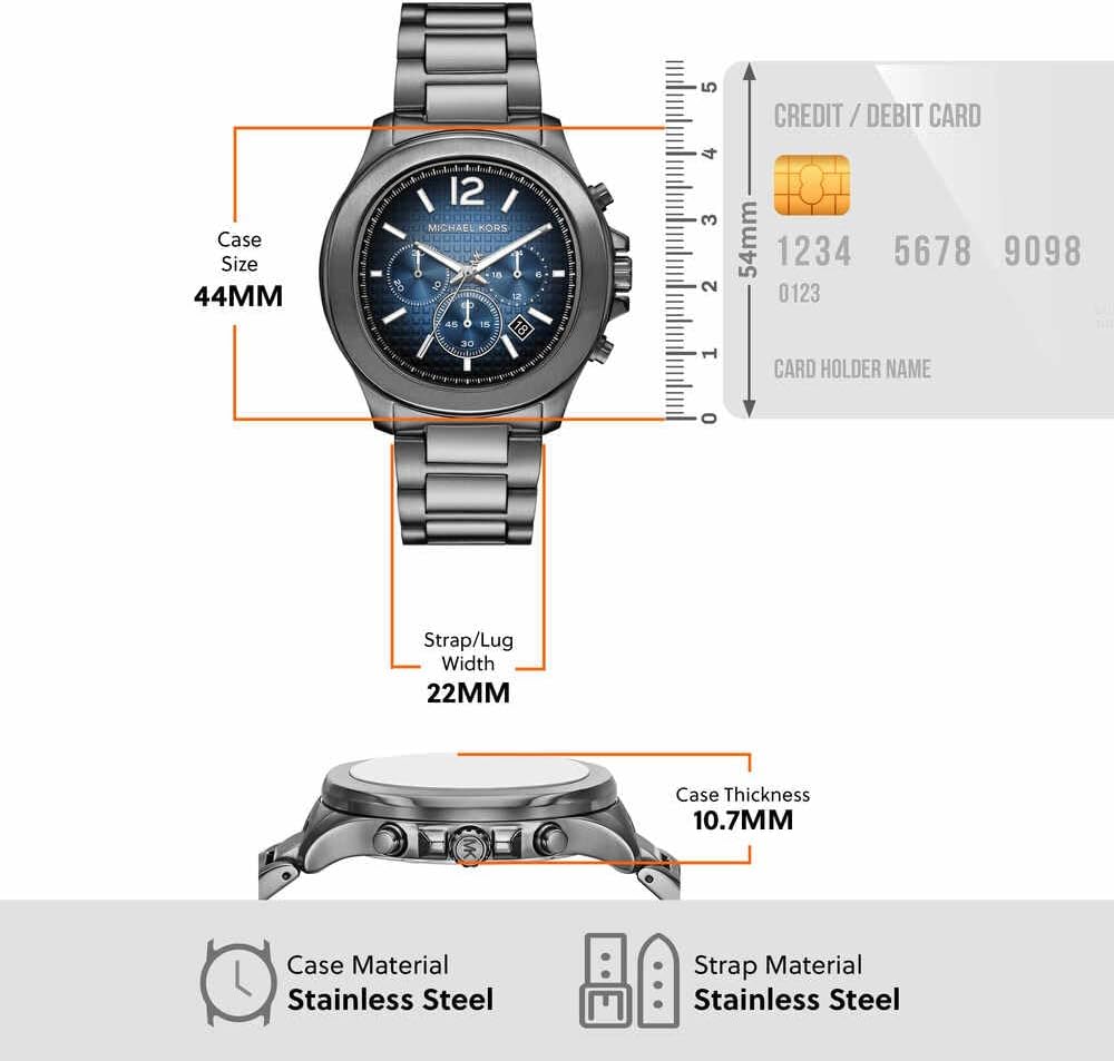 Thumbnail 6 de Michael Kors Herren-Uhren Analog Quarz 32029427 – Edelstahlgehäuse, Chronograph, 44 mm