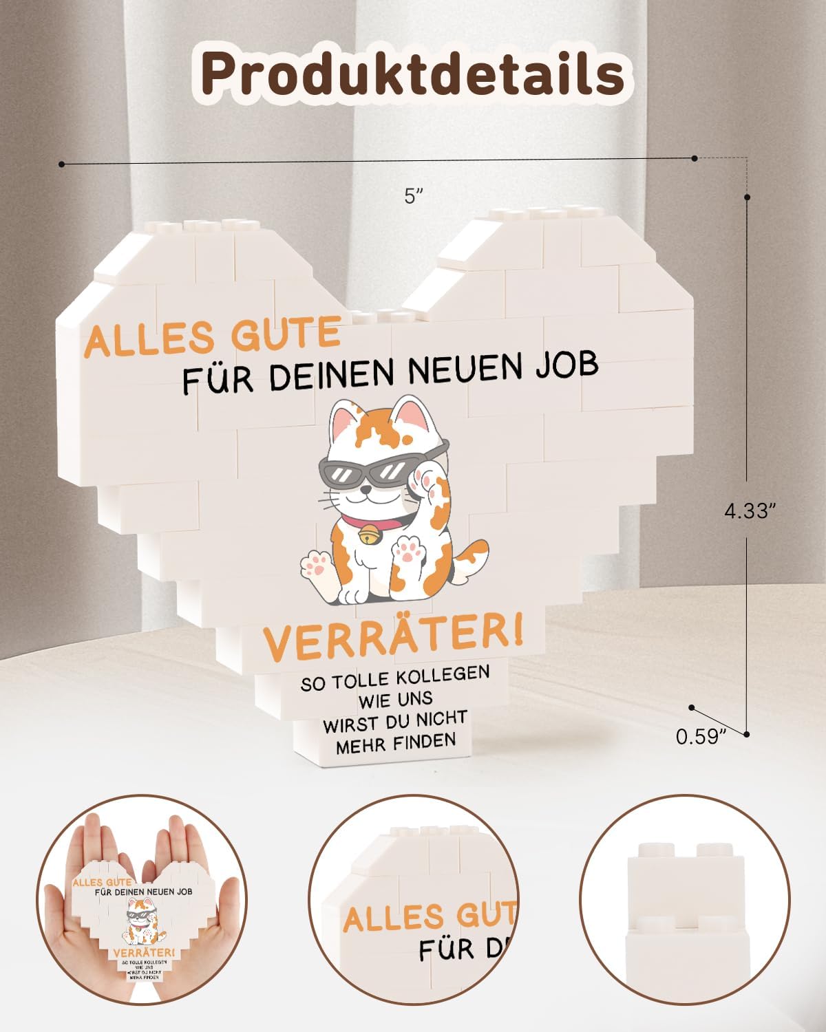 Detalle de PRSTENLY Herzförmige Plakette – Dekoration als Abschiedsgeschenk für Kollegin
