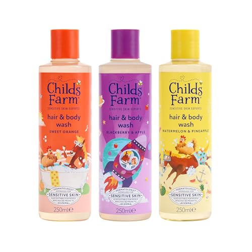 Detalle de Childs Farm Hair & Body Wash Bundle – Sweet Orange, Blackberry & Apple, Watermelon & Pineapple (250ml each)