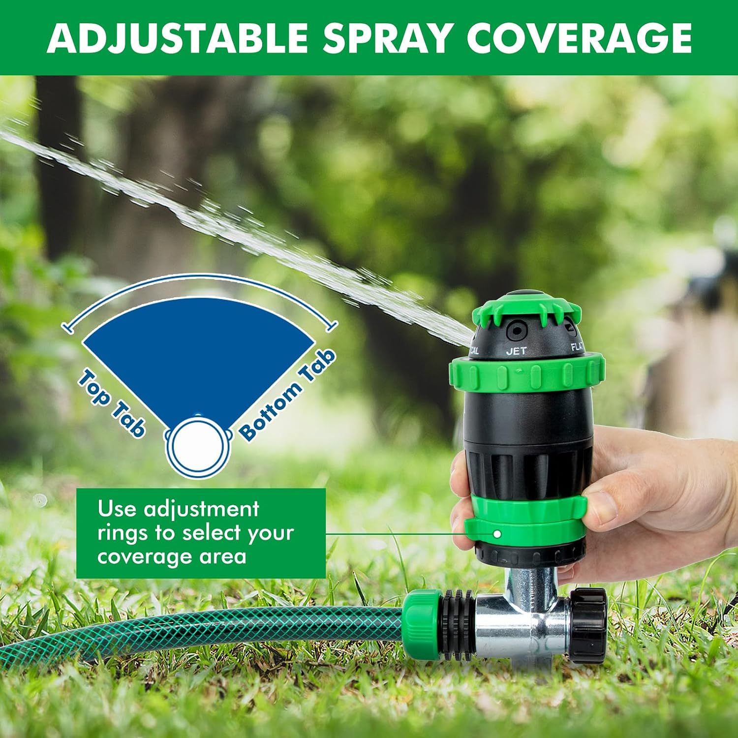 Thumbnail 4 de [2 PACK] RESTMO Gear Drive Sprinkler with Metal Spike Base (5 spray patterns, adjustable coverage)