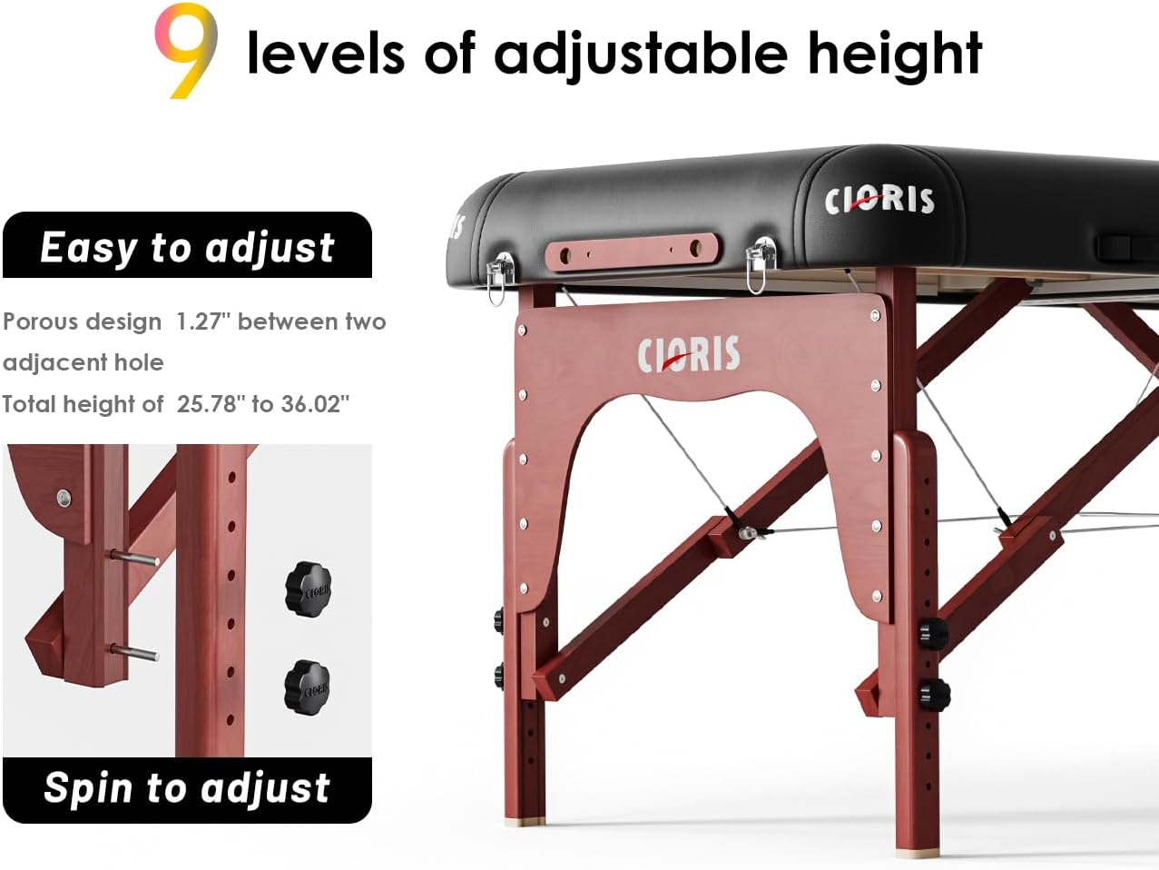 Detalle 2 de CLORIS 84" Luxury Massage Table 1500 lbs capacity