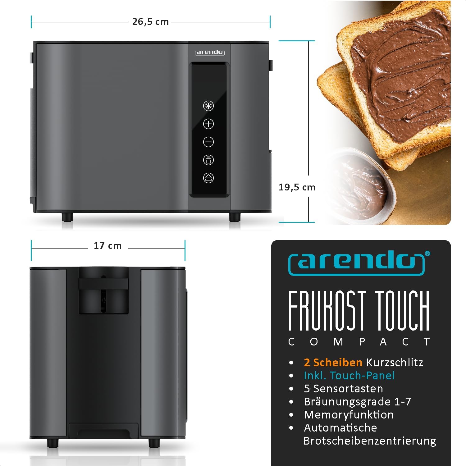 Thumbnail 1 de Arendo Touch Toaster 800 W mit Touchpanel