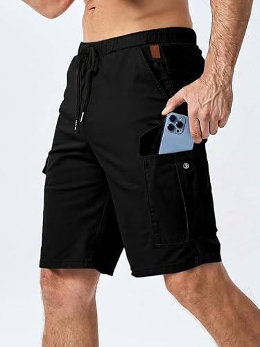 Detalle de Elegancity Herren Cargo Shorts Schwarz – bequeme Freizeithose mit Regular Fit