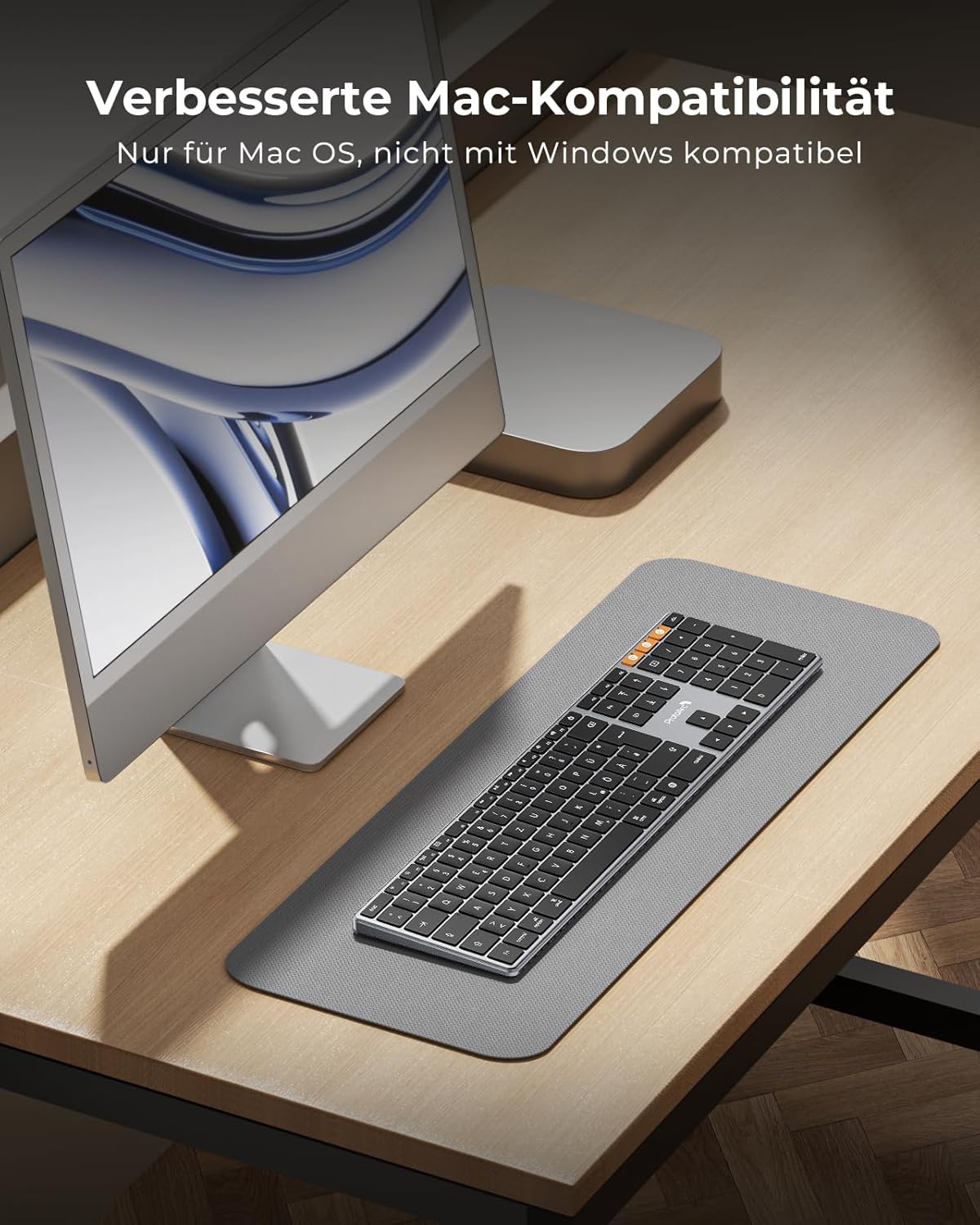 Detalle 2 de ProtoArc K110-A beleuchtete kabellose Tastatur für Mac (Full-Size, Aluminium, Bluetooth)