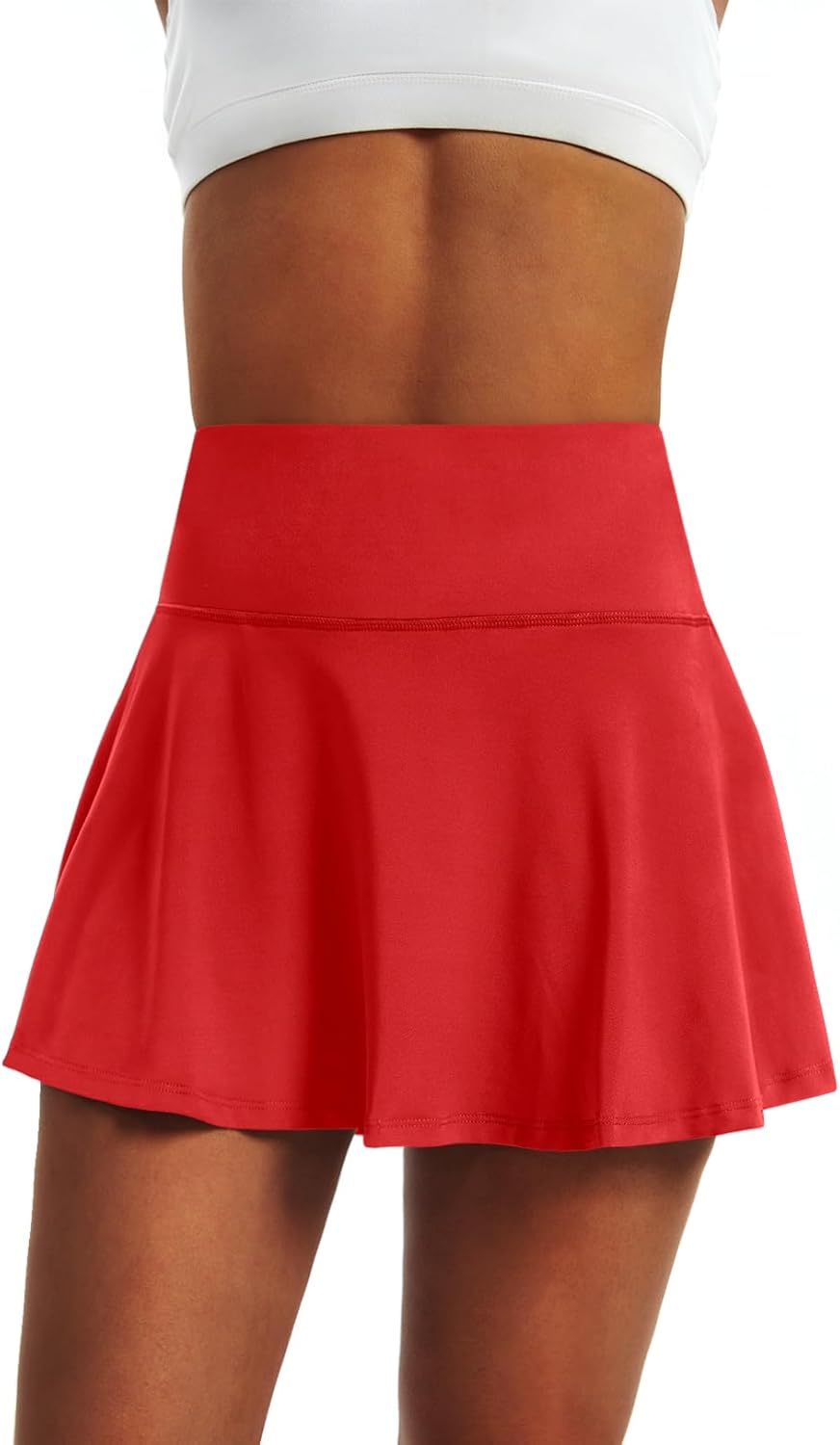 Detalle de LXNMGO Women's High Waist Pleated Tennis Skirt with 4 Pockets — Lightweight Skort for Running, Golf, and More