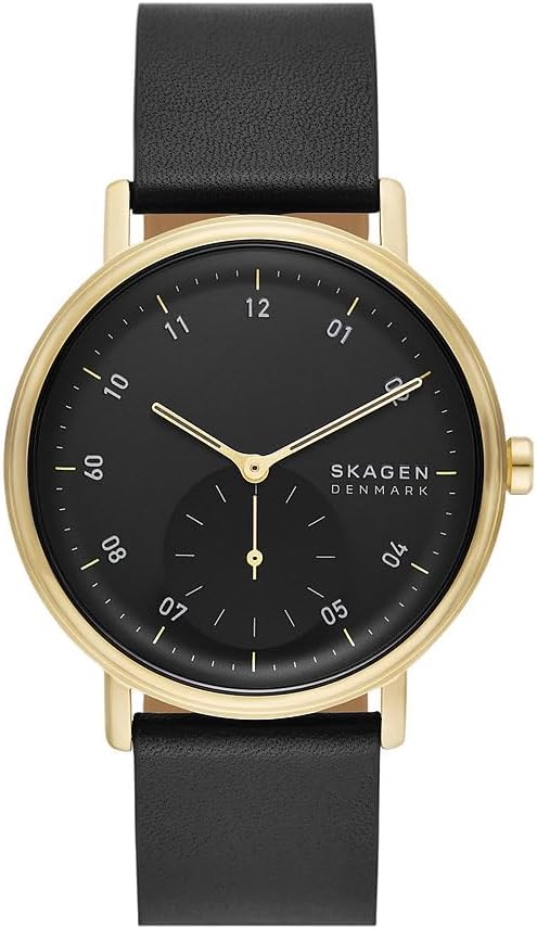 Detalle de Skagen Kuppel Herrenuhr – Quarz-Dreizeigerwerk mit Sub-Zifferblatt und Leder- oder Edelstahlarmband