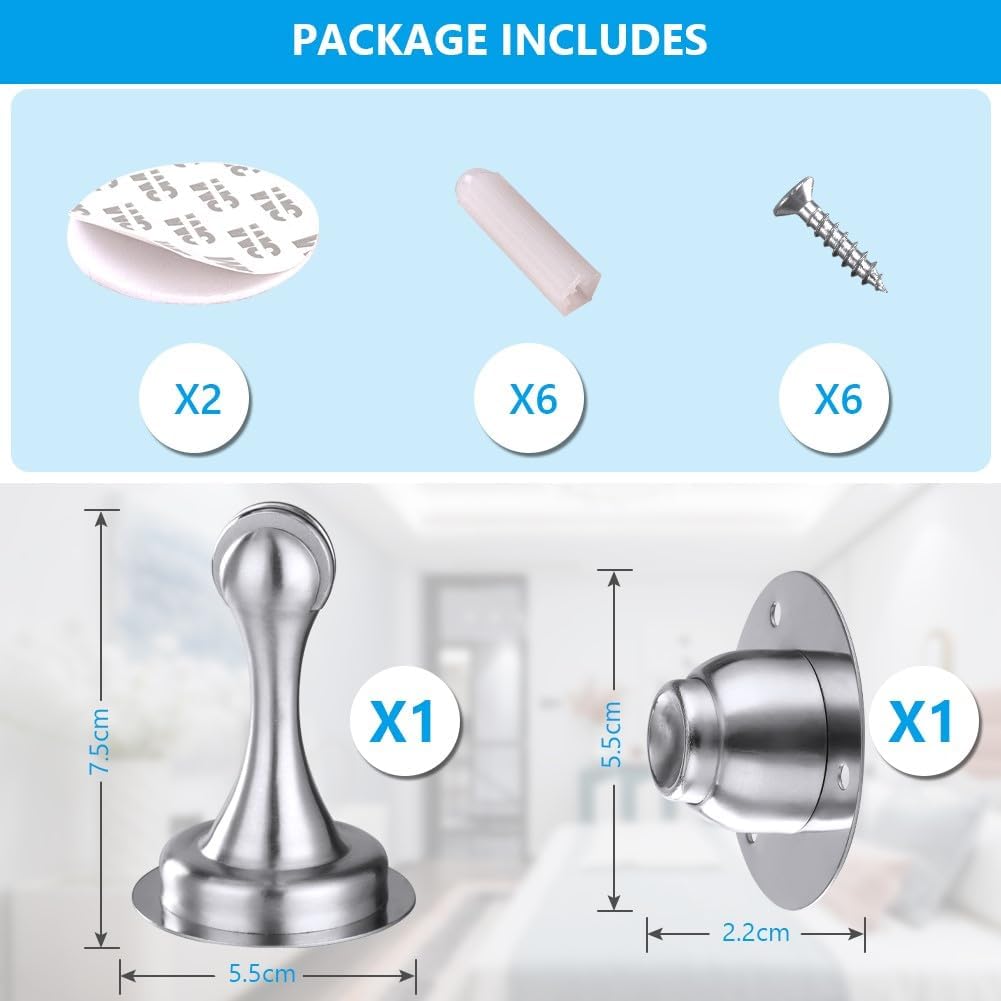 Detalle 2 de flintronic Magnetic Door Stoppers (1 Pack) with 3M Self-Adhesive and Magnetic Catch
