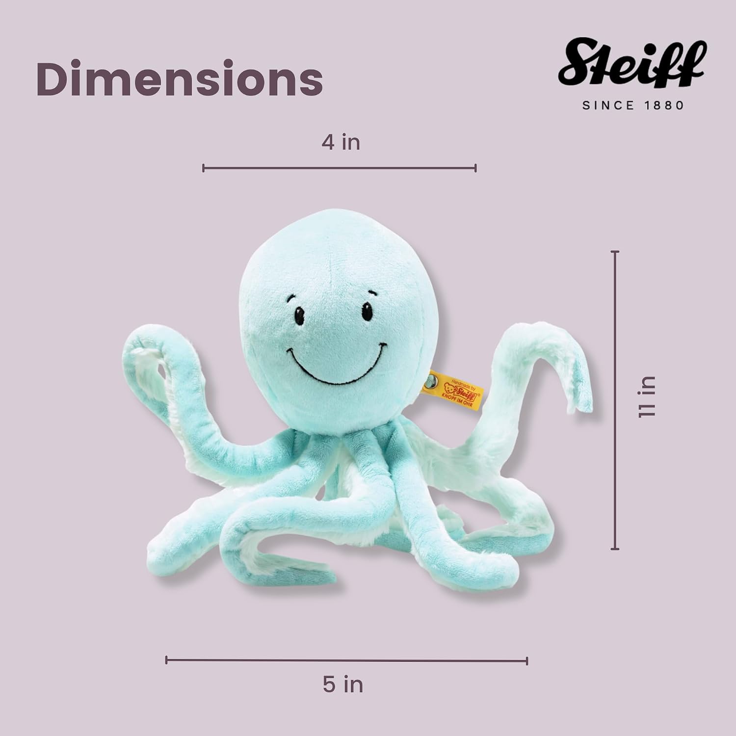 Detalle 1 de Steiff Soft Cuddly Friends Ockto Octopus 063770, 27 cm Turquoise Plush Toy