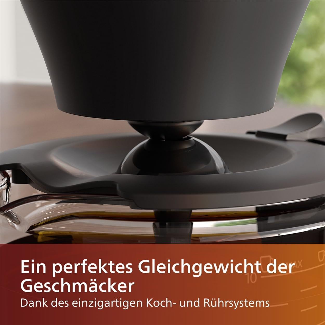 Detalle de Philips Filterkaffeemaschine HD5416/60 – 1,25 l Fassungsvermögen, Aroma-Twister, Boil & Brew, schwarz/silbern