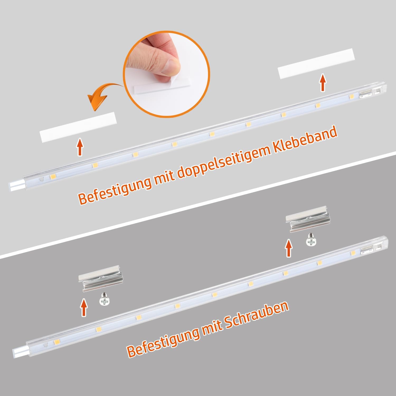 Detalle de da LIGHT LED Unterbauleuchte 4x410 mm – 7 W, 700 lm, 2700 K, Schrank- und Küchenbeleuchtung