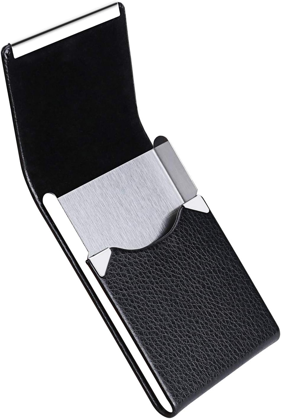 Thumbnail 2 de DMFLY Business Card Holder (Metal & PU Leather) with RFID Blocking and Magnetic Clasp, Black