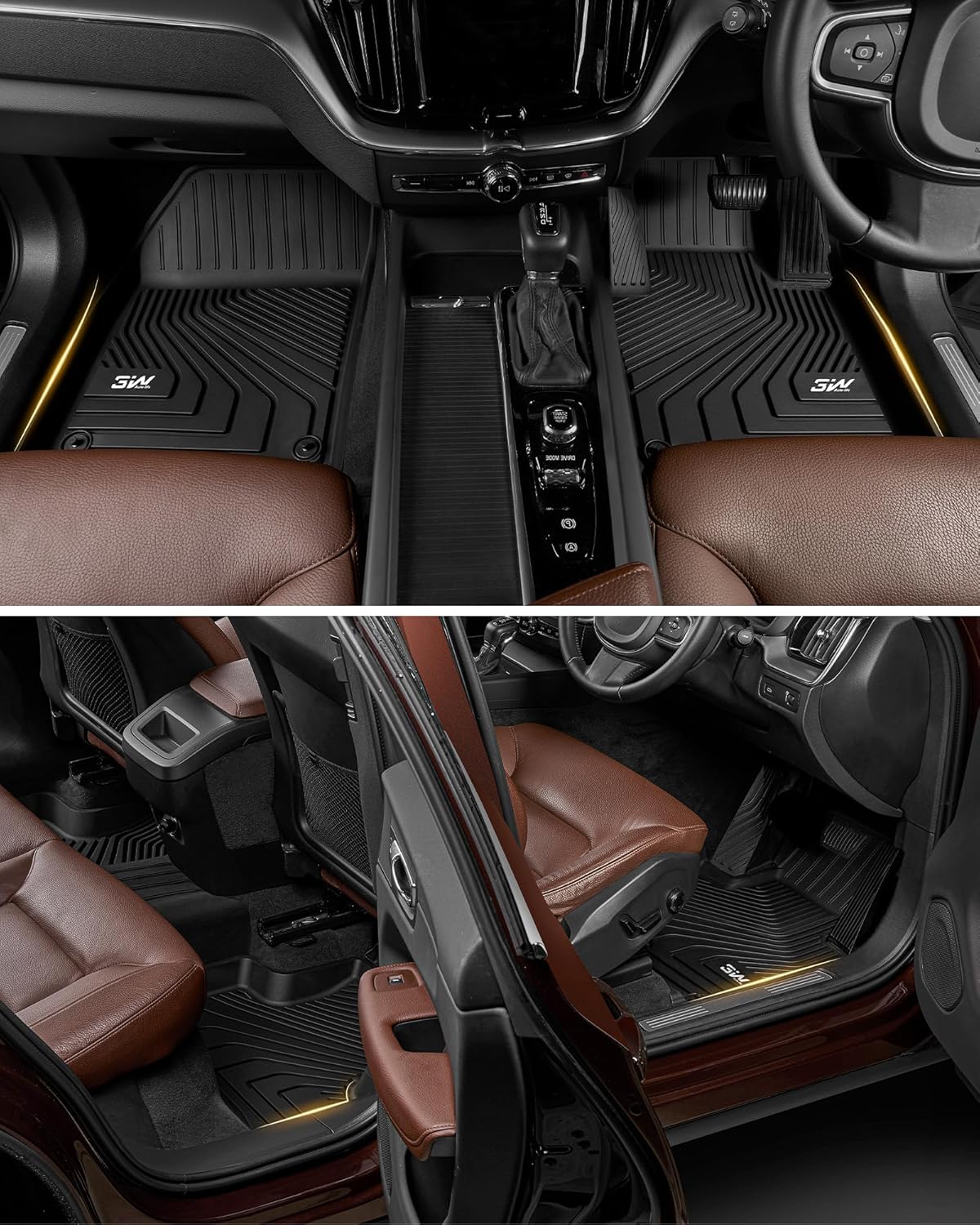 Thumbnail 3 de 3W Floor Mats for Volvo XC60 (2019–2026): All‑Weather, Dog‑Friendly TPE Liners