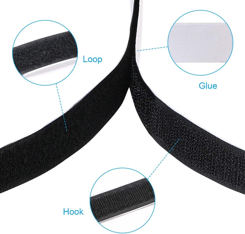 Detalle de Vicloon Adhesive Hook-and-Loop Tape, Black, 2 cm Wide, 15 m