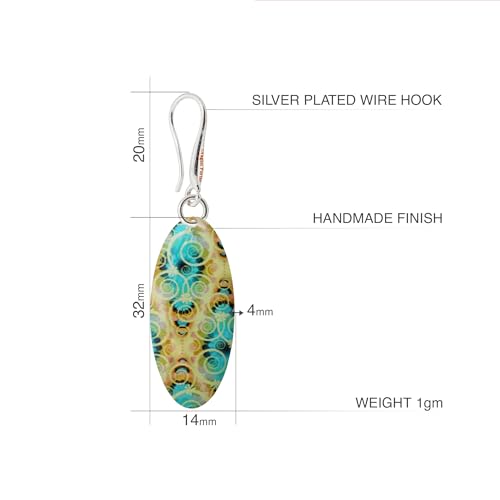 Thumbnail 1 de Dragon Porter Style 22, boucles d’oreilles pendantes florales turquoise et jaune, 3 cm