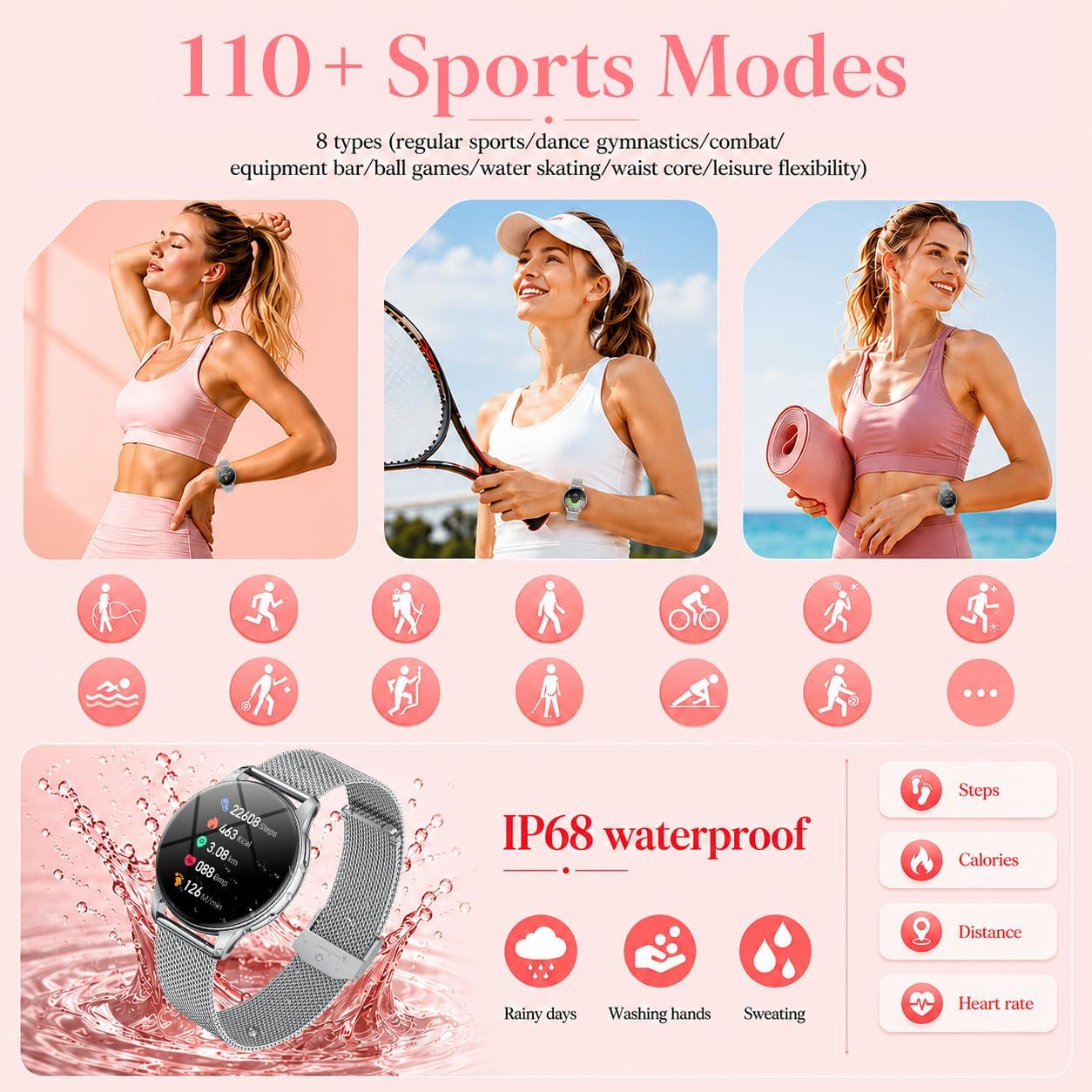 Detalle de Orologio Smartwatch Donna con Chiamate Bluetooth 1,32" AMOLED – Health & Fitness IP68