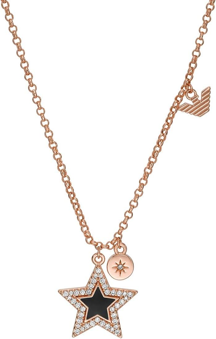 Detalle de Emporio Armani Damen Halskette aus Messing mit Karabinerverschluss in Roségold