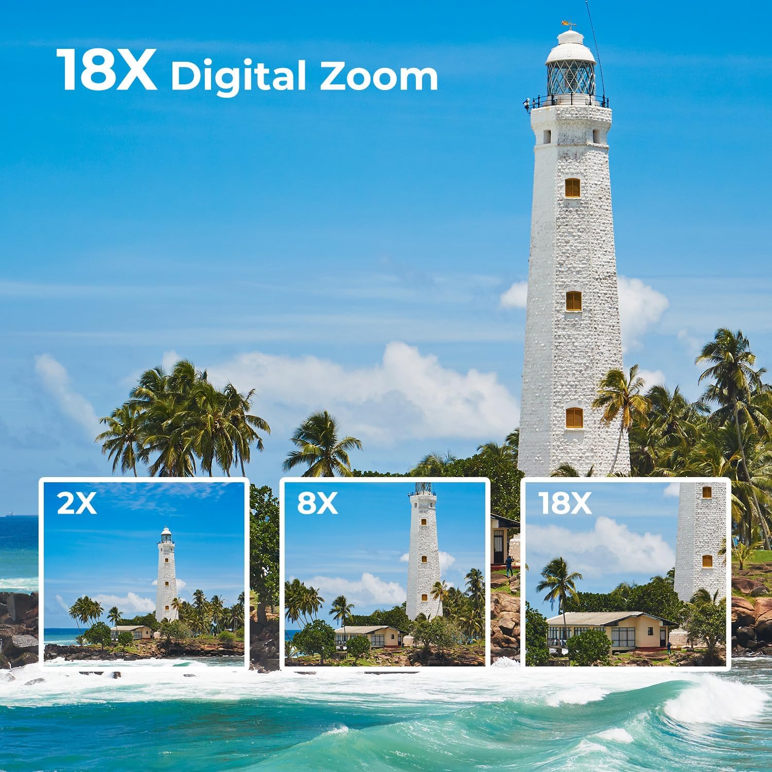 Thumbnail 2 de Videocamera 2.7K Camcorder 48MP con zoom digitale 18X e schermo 270° per vlogging e webcam (scheda 32 GB inclusa)