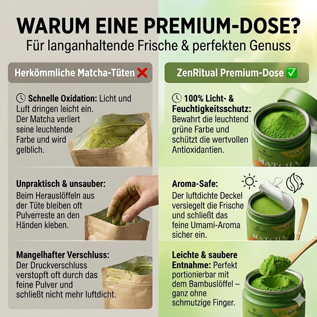 Thumbnail 6 de ZenRitual Matcha Pulver Bio 40g Dose – Ceremonial Grade, Tencha Erste Ernte