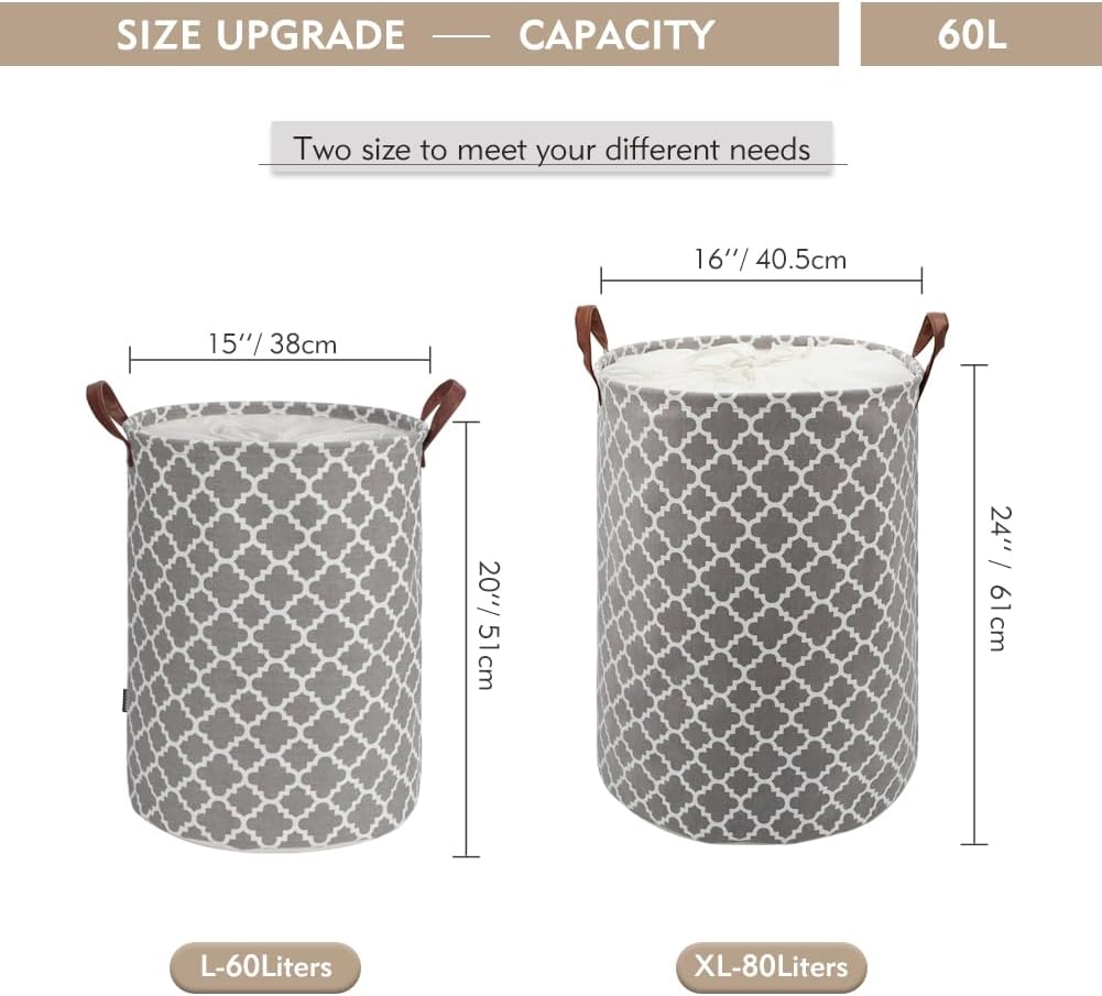 Thumbnail 2 de Maxsilan 60L Large Laundry Basket with Drawstring – Collapsible Washing & Storage Hamper, Grey