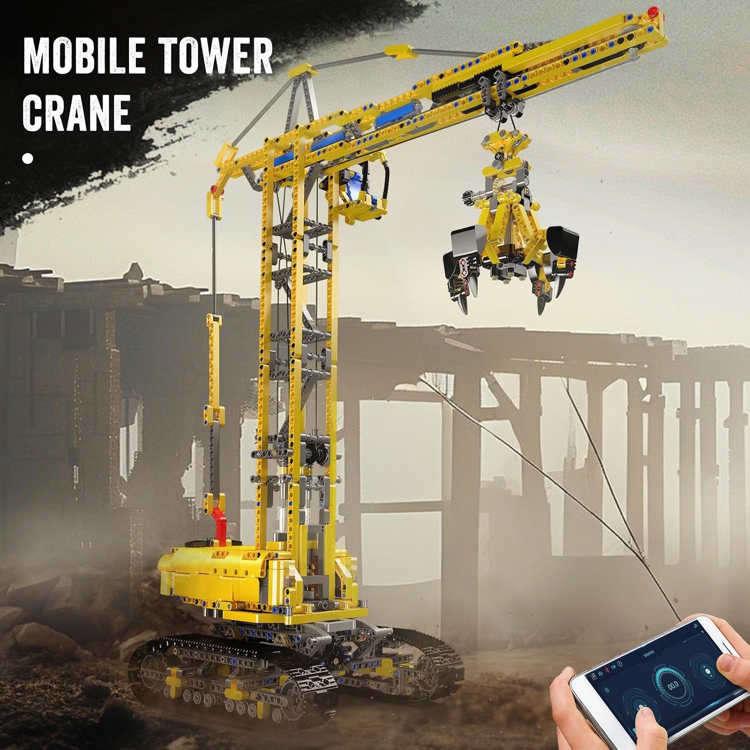 Thumbnail 6 de Mould King 17059 Technique Grue tournante en briques (1731 pièces) avec télécommande et moteurs heavy duty