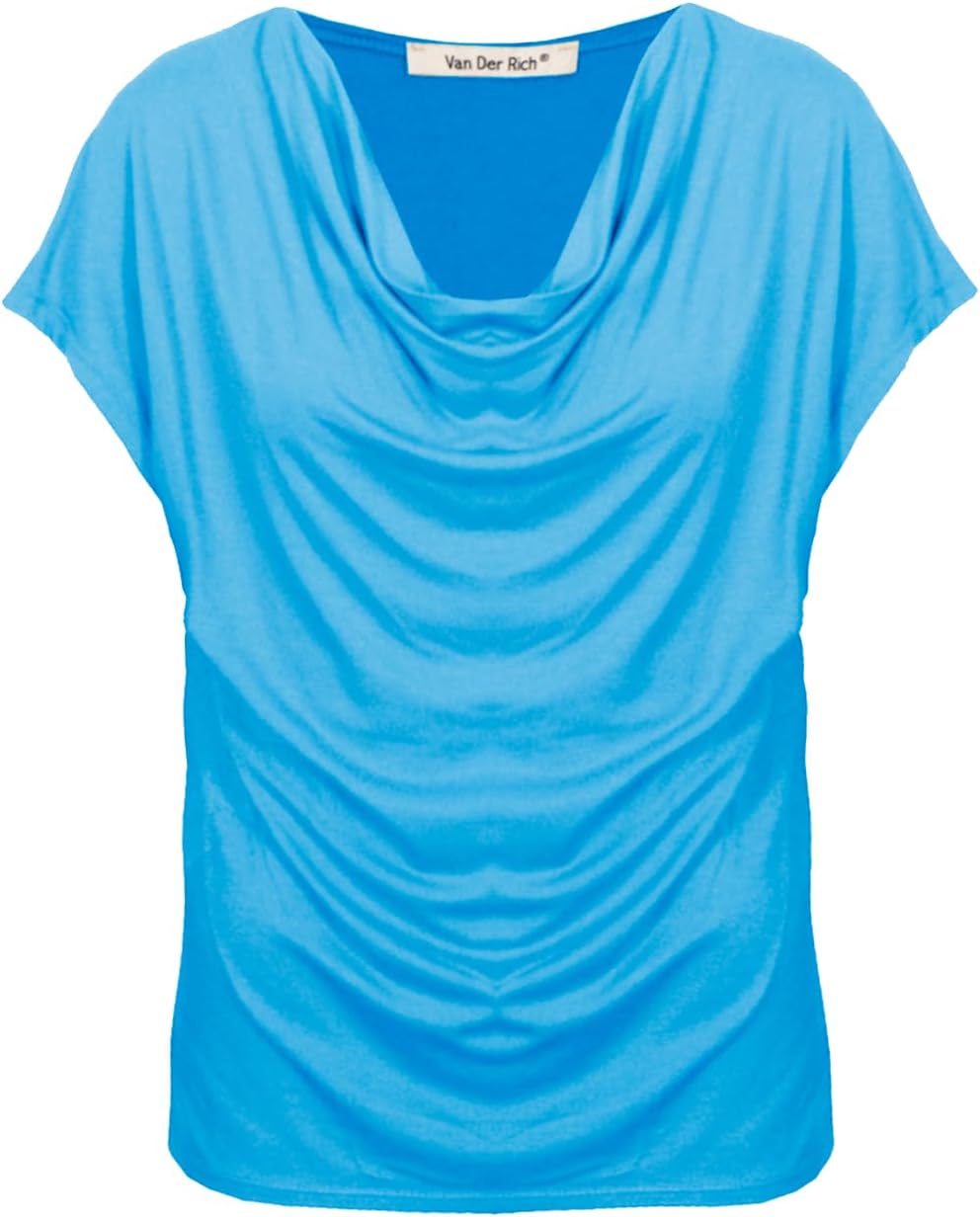 Detalle de Van Der Rich Damen T-Shirt Bluse mit Wasserfallkragen