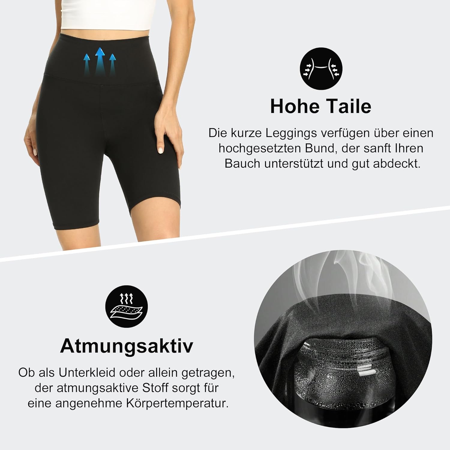 Thumbnail 1 de HIPOWER 2er Pack Radlerhose Damen High Waist – Kurze Sport Shorts Tights